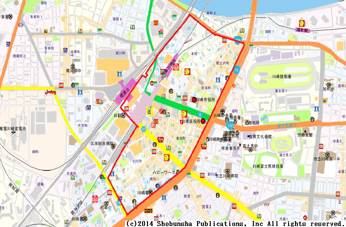 地図:川崎市川崎区の地域