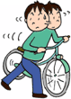 イラスト：乗り捨てられた自転車を勝手に持っていく少年