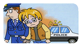 警察官に逮捕される少年のイラスト