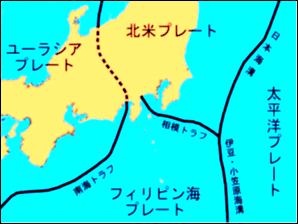 関東周辺のプレート境界のマップ