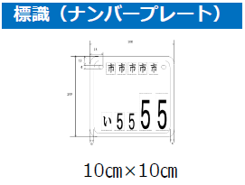 標識(ナンバープレート) 10センチメートル×10センチメートル