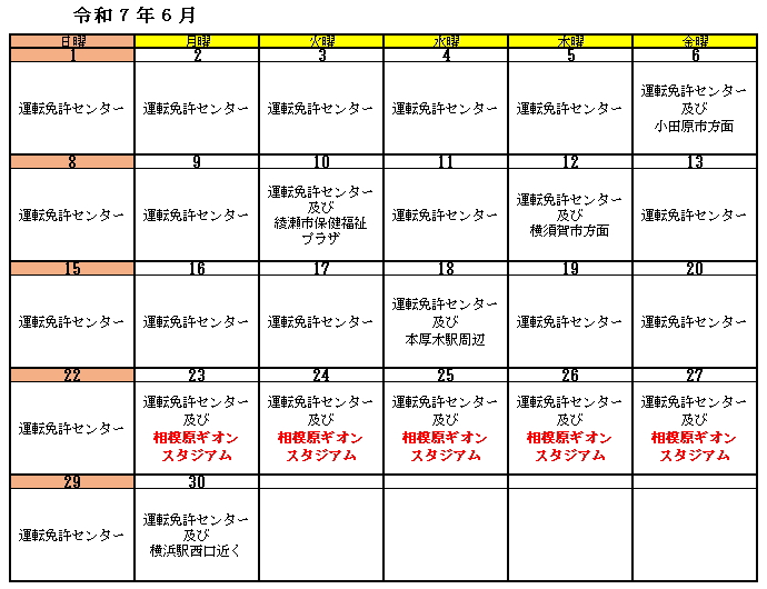 認知機能検査実施予定（令和7年6月）