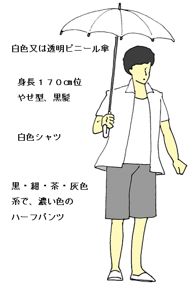 被害女性が行方不明になる直前に一緒にいたと思われる若い男性イラスト