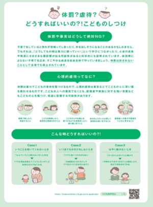 ポスター画像:体罰?虐待?どうすればいいの?こどものしつけ