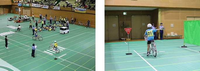 安全走行テスト（自転車の正しい乗り方と安全な走行について評価）の写真