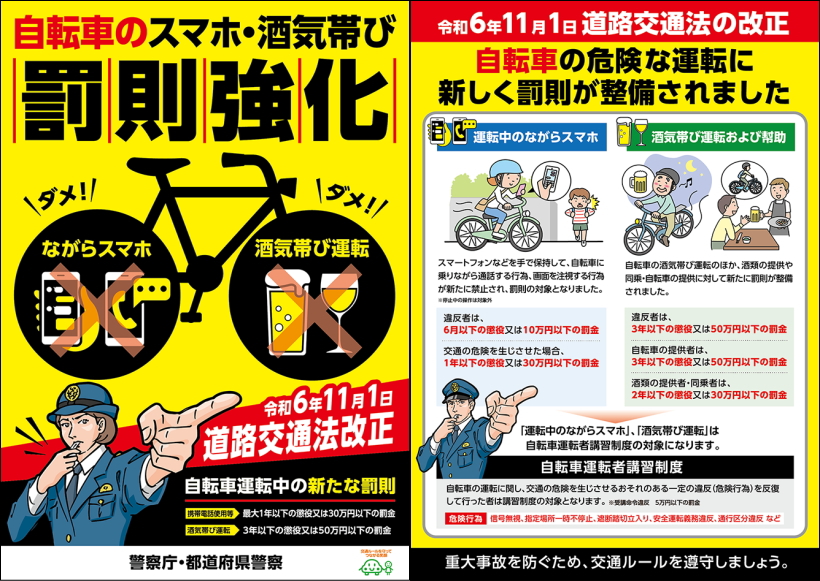 自転車罰則強化のチラシ
