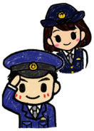イラスト:警察官と女性警察官