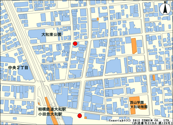 設置場所地図：大和駅前地区（2ヶ所）