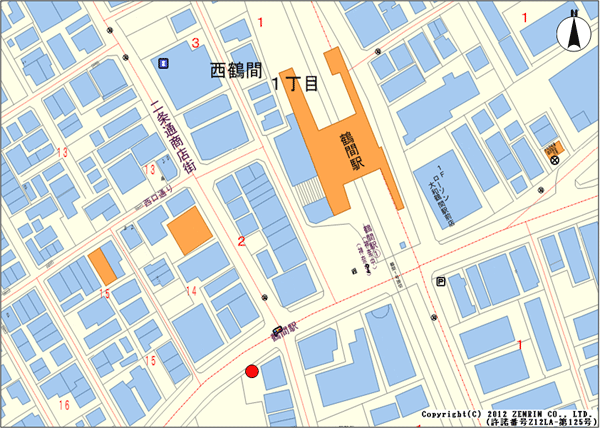 設置場所地図：鶴間駅前地区（1ヶ所）