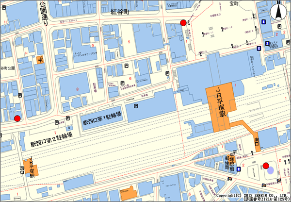 設置場所地図：平塚駅前地区（3ヶ所）