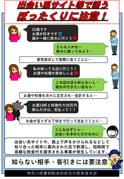 出会い系サイト等で誘うぼったくりに注意！チラシ