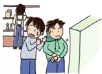 イラスト:万引きをする少年たち