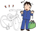 イラスト:自転車を盗まれた学生