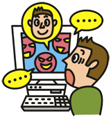 掲示板、チャットでのトラブルについてのイラスト画像