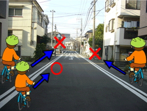歩行者用路側帯（自転車通行不可）の画像