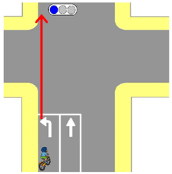 イラスト:交差点を直進する場合