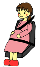 イラスト：妊娠中のシートベルトの正しい着用方法