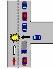 イラスト:渋滞車両の間から車