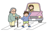 横断歩道を渡る画像