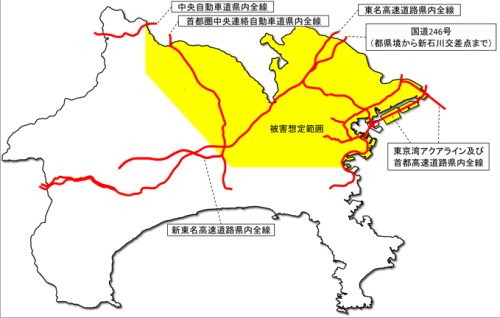 都心南部直下地震が発生した場合の交通規制計画図