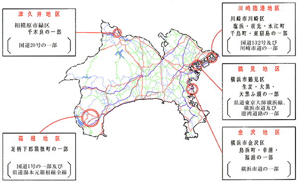 地図：暴走行為助長禁止重点区域
