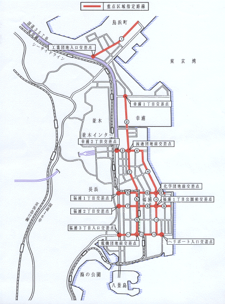 地図:暴走行為助長禁止重点区域(金沢地区)