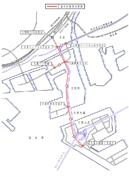 地図:暴走行為助長禁止重点区域(鶴見地区)