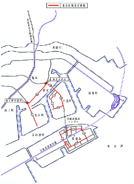 地図:暴走行為助長禁止重点区域(川崎臨港地区)