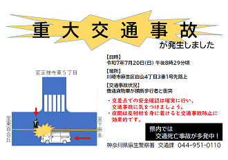 令和7年7月20日　重大交通事故が発生しました。