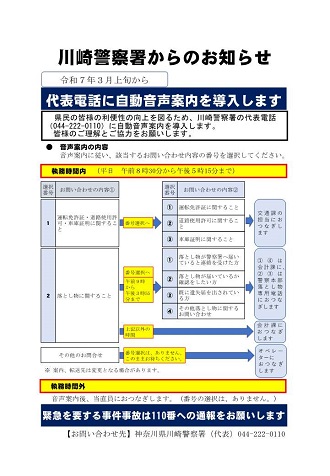 自動音声案内導入のお知らせ