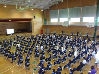 松田中学校薬物乱用防止教室の様子