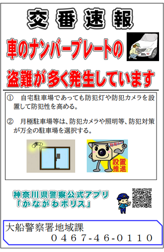 ナンバープレートの盗難