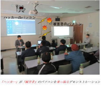 「ハッカー」が「被害者」のパソコンを乗っ取るデモンストレーション