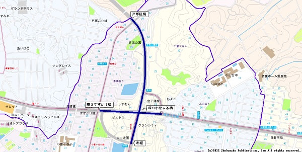赤坂交差点から戸塚区境