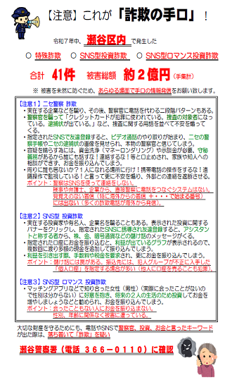 注意】詐欺の手口について/瀬谷警察署/神奈川県警察