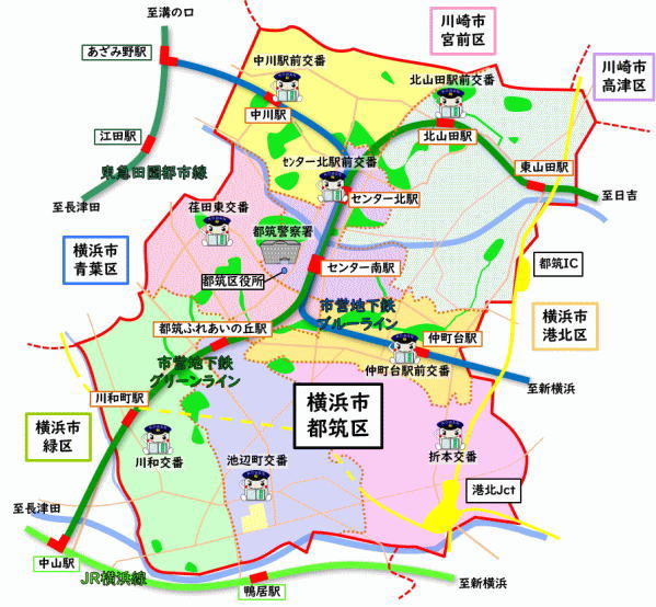 都筑区の地図