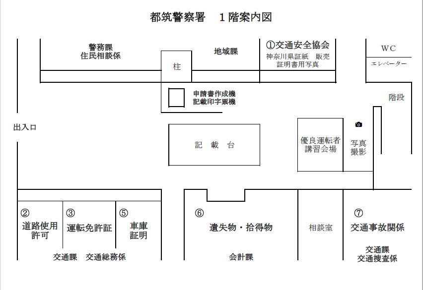 都筑警察署1階案内図