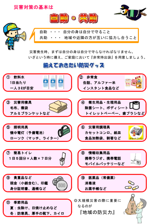 災害対策の基本は自助・共助