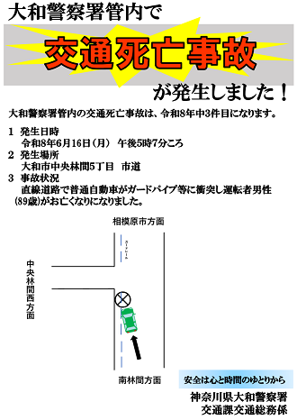 令和8年6月16日交通死亡事故のチラシ